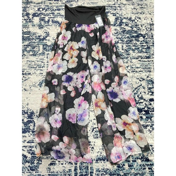 Pittarello Floral Printed Pants Modern Chic Regular Fit Stylish Nero T6 NWT - Picture 1 of 7